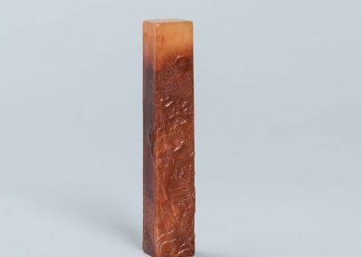 壽山 桃花凍薄意山水方章