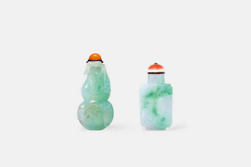 Two fine and rare jadeite snuff bottles